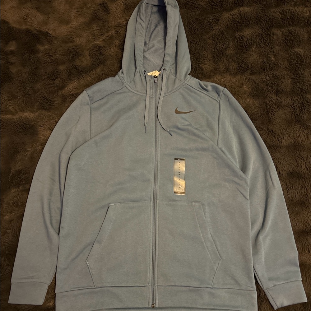 Nike Men's Light Blue Zip-Up Sweater